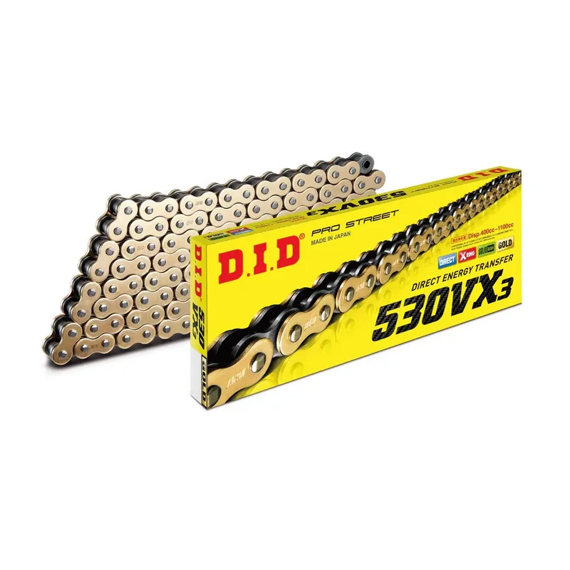 VX série X-Kroužkový řetěz D.I.D Chain 530VX3 114 L Zlatá/Černá Exkluzivní