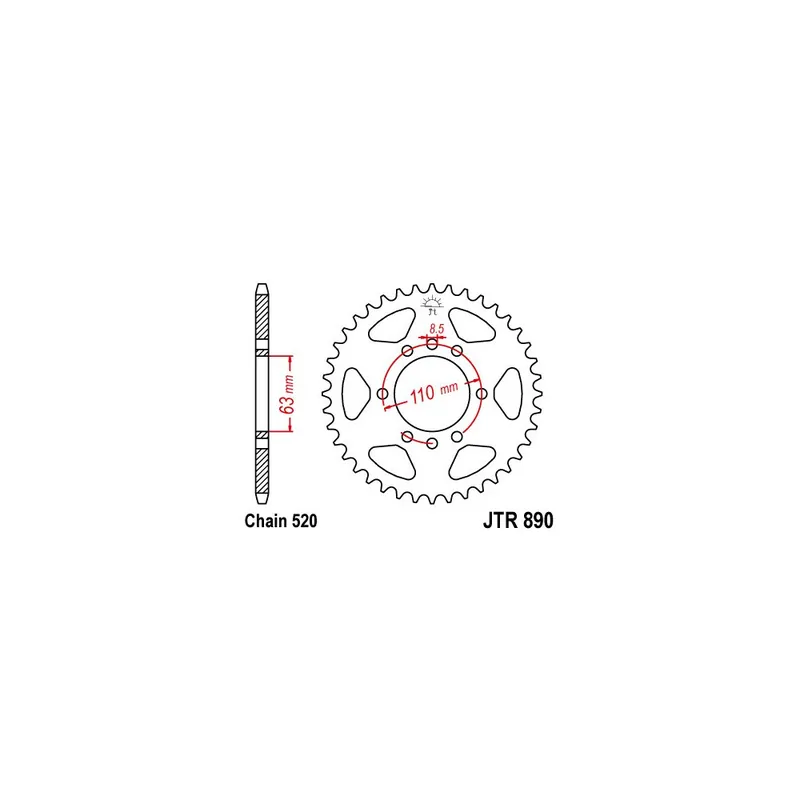 Kup Teď Řetězová rozeta JT JTR 890-45ZBK 45 zubů, 520 Černý zinek