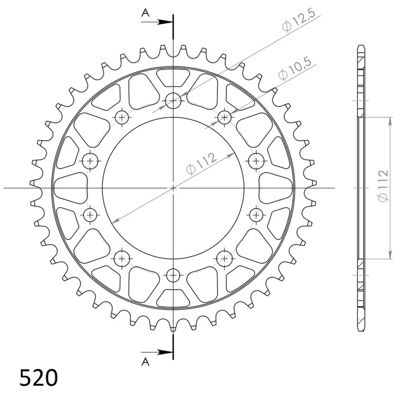 Řetězová rozeta SUPERSPROX RFE-1303:43-BLK černý 43 zubů, 520 Jen Po Omezenou Doba
