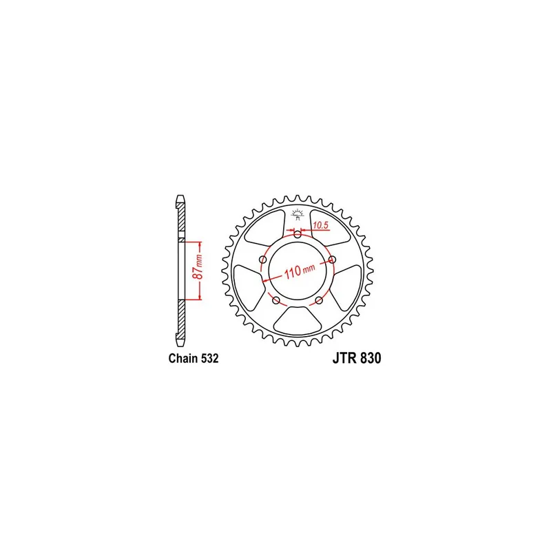 Řetězová rozeta JT JTR 830-46 46 zubů, 532 Garance Vrácení Peněz