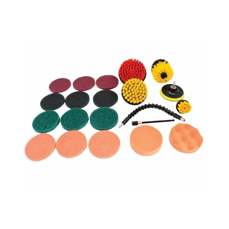 Kartáče a mycí houby na čištění, uchycení na vrtačku 1/4", sada 21 dílů - SATRA Finální Výprodej