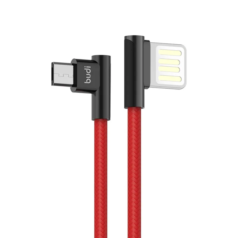 nabíjecí datový kabel s natočenými konektory USB-A a Micro-USB červený Speciální Cena