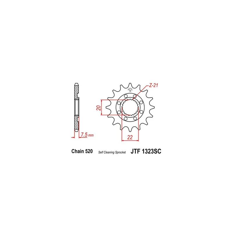 Objednat Nyní Řetězové kolečko JT JTF 1323-13SC 13 zubů, 520 Samočistící, Nízká hmotnost