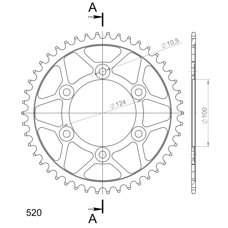 Řetězová rozeta SUPERSPROX RFE-735:46-BLK černý 46 zubů, 520 Exkluzivní