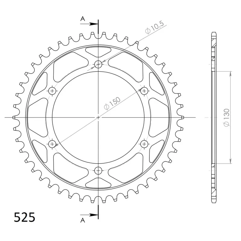 Řetězová rozeta SUPERSPROX RFE-300:46-BLK černý 46 zubů, 525 Hromadná Objednávka