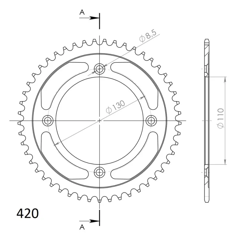 Řetězová rozeta SUPERSPROX RFE-209:49-BLK černý 49 zubů, 420 Sezónní Sleva