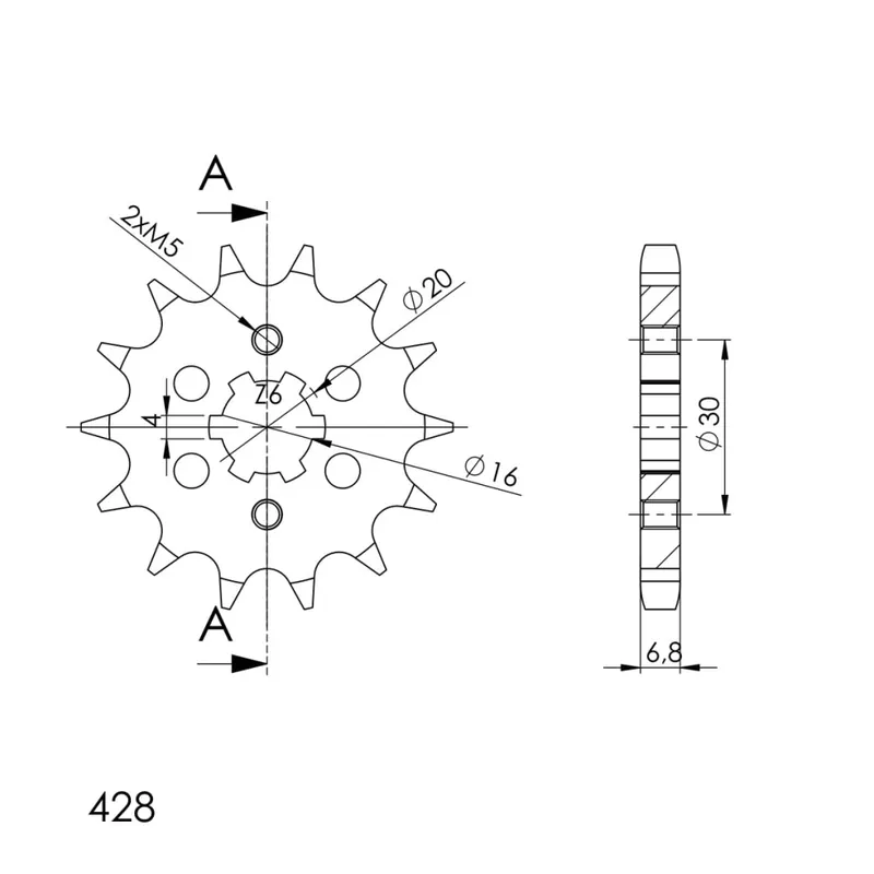 Sleva Řetězové kolečko SUPERSPROX CST-548:14 14 zubů, 428