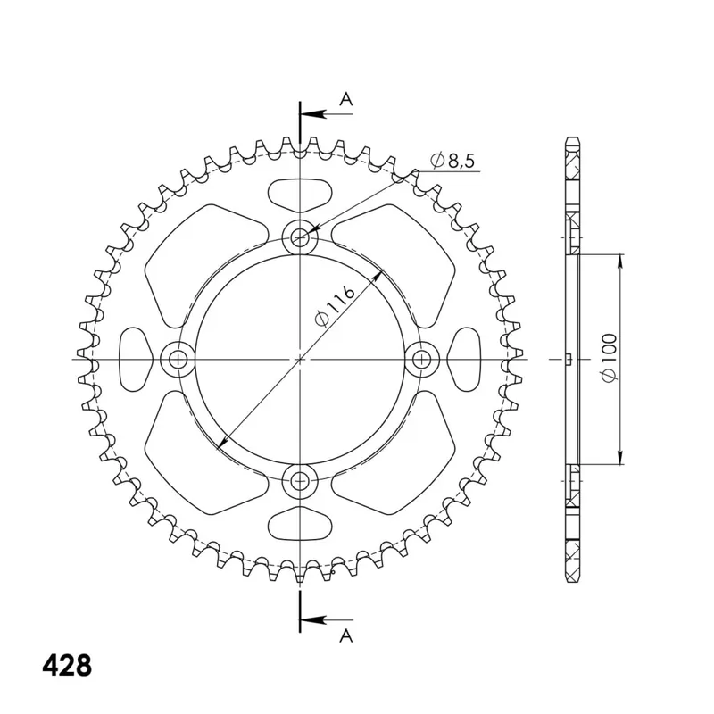 Bezpečná Platba Hliníková řetězová rozeta SUPERSPROX RAL-462:51-BLK černý