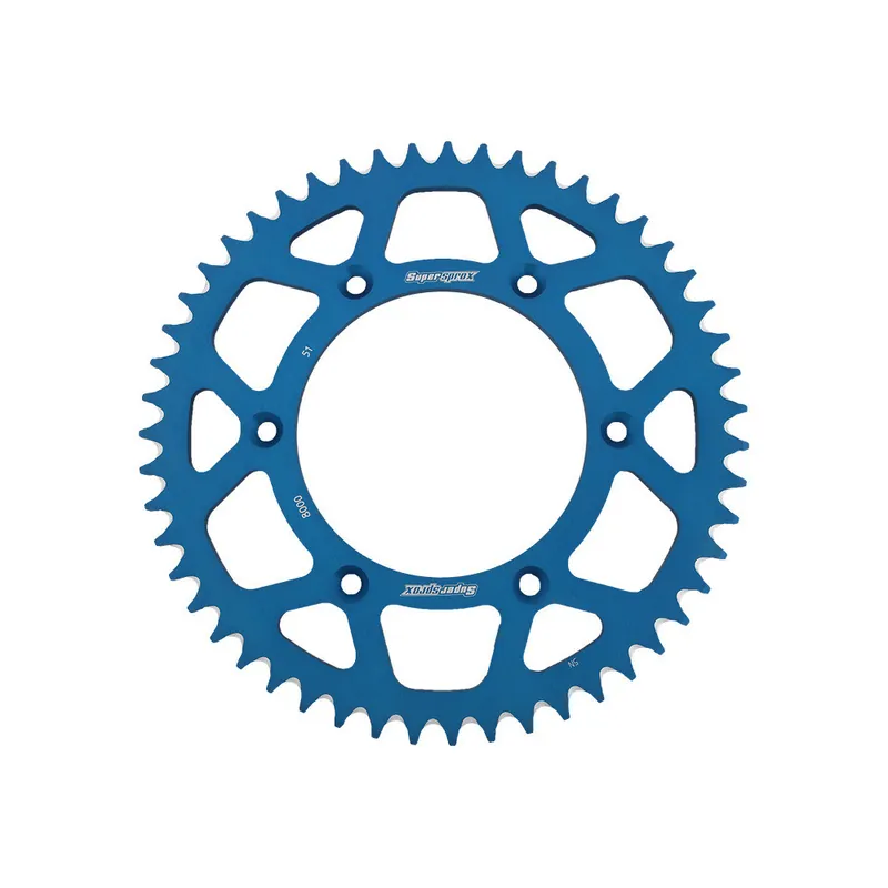 Značkový Hliníková řetězová rozeta SUPERSPROX RAL-8000:51-BLU modrá 51 zubů, 520