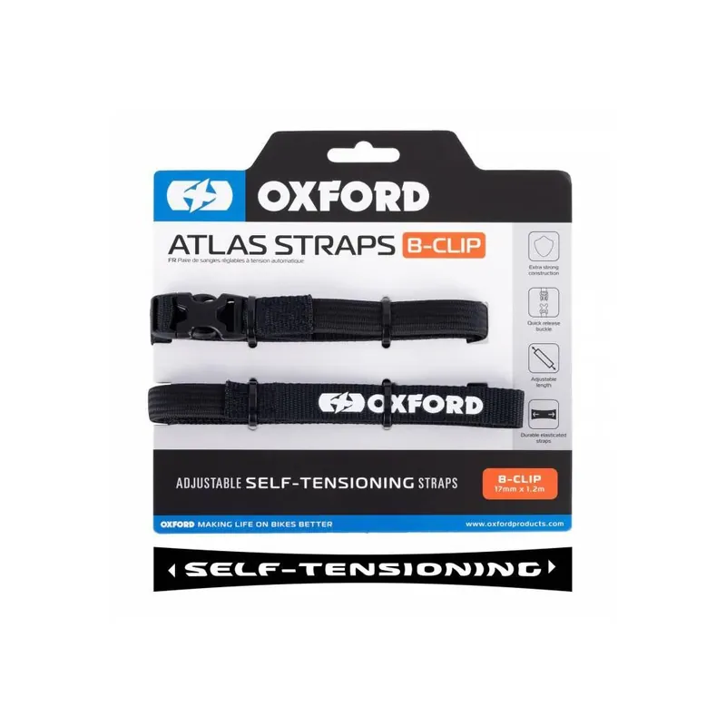 Výprodej Zavazadlové popruhy Atlas B-Clip, 2 ks, OXFORD (černá, 17mm x 1,2m)