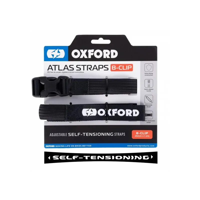 Akční Nabídka Zavazadlové popruhy Atlas B-Clip, 2 ks, OXFORD (černá, 26mm x 1,2m)