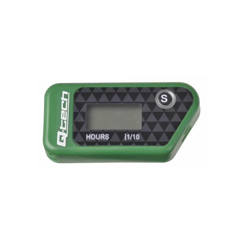 Rychlé Dodání Měřič motohodin bezdrátový s nulovatelným počítadlem, Q-TECH (zelený)