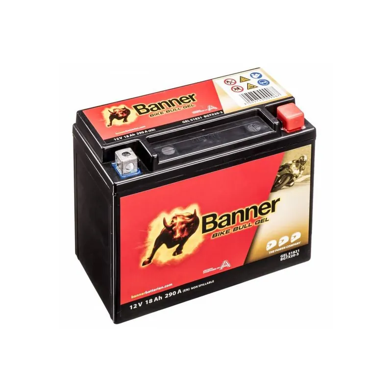 Baterie gelová 12V, YTX20L-BS, 18Ah, 290A, BANNER Bike Bull GEL 175x87x155 Rychlé Dodání