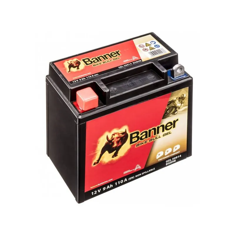Super Cena Baterie gelová 12V, YB9-B, 9Ah, 110A, BANNER Bike Bull GEL 135x75x138