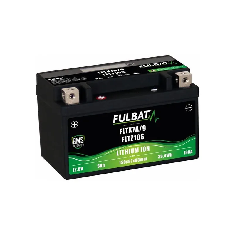 Lithiová baterie  LiFePO4  YTX7A-BS, YTX9-BS, YTZ10S-BS  FULBAT  12V, 3Ah, 180A, hmotnost 0,65 kg, 150x87x93 Originální