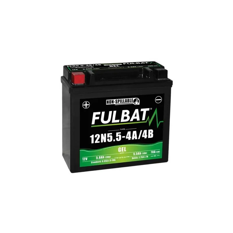 Baterie 12V, 12N5.5-4A/4B GEL, 12V, 5.5Ah, 70A, bezúdržbová GEL technologie 135x60x130 FULBAT (aktivovaná ve výrobě) Autentický