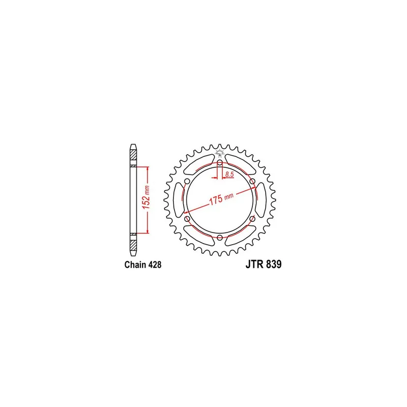 Speciální Cena Řetězová rozeta JT JTR 839-51 51 zubů, 428