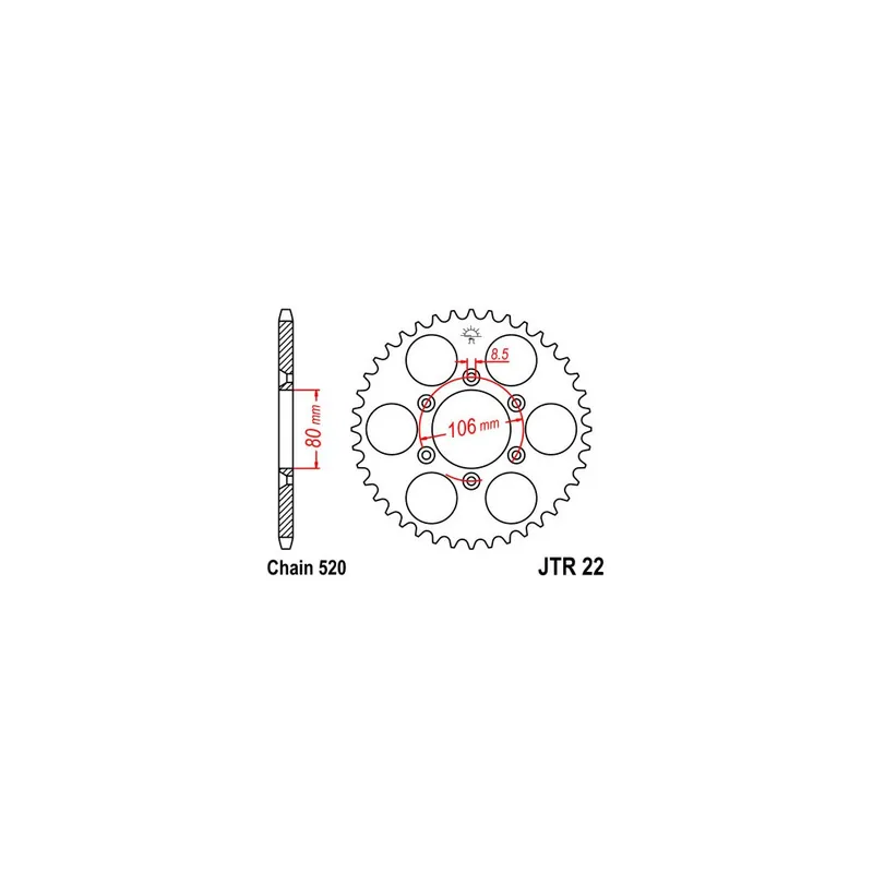 Vysoce Kvalitní Řetězová rozeta JT JTR 22-42 42 zubů, 520
