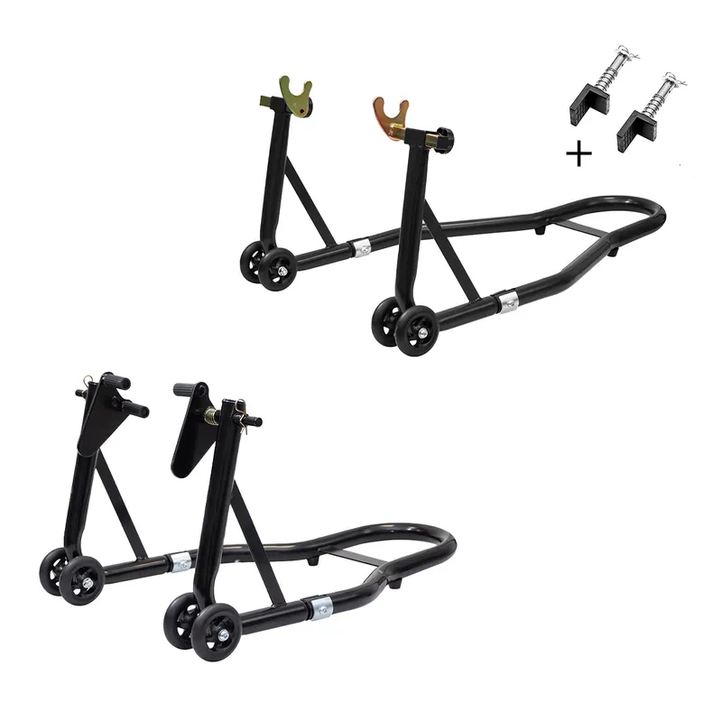 Výhodná Nabídka BIKETEC PRO sada zvedáků / motocyklových stojanů (přední/zadní) typ-V / typ-L barva černá