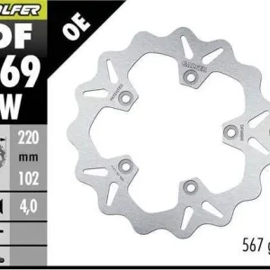 Ruční Výroba GALFER brzdový kotouč zadní APRILIA RS 125/250/457/660 92-24; RSV 1000 MILLE 98-00; RSV 1000 TUONO 02-; (WAVE FIXED) (220X102X5mm)
