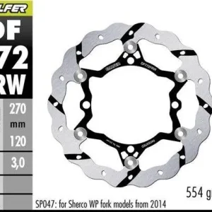 GALFER přední brzdový kotouč SHERCO SE/SEF 250/300/450/500 09- (pouze s zavěšeníMI SACHS; WP vyžaduje SP047) WAVE (270X120X3mm) Kup Teď