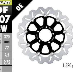 Ověřený GALFER přední brzdový kotouč DUCATI DIAVEL 1200 11-; HYPERMOTARD 939/950 13-; MONSTER 796/797/821/1200 10-; MULTIstrada 937/950/1200 10-; X DIAVEL 1260 19- (WAVE FLOATING) (320X72X4,5mm)