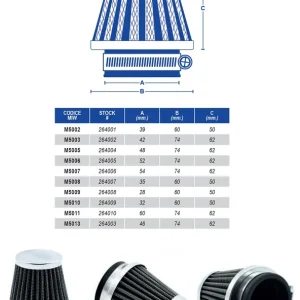 Garance Vrácení Peněz MIW [MEIWA] vzduchový filtr kónický chromovaný ( 54X74X62mm ) (30)