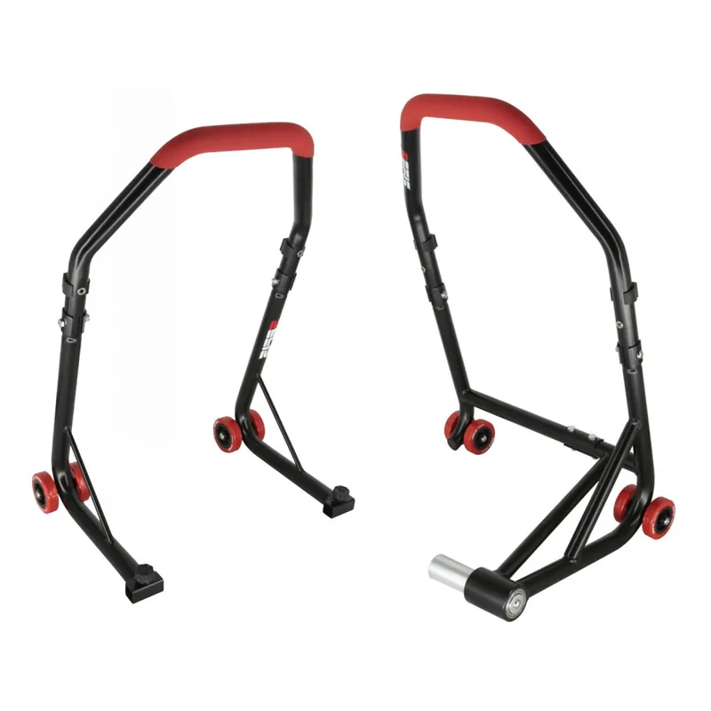 D22 zadní stojan pro letmé uložení kola - levostranný a D18 univerzální přední moto stojan set Nejprodávanější