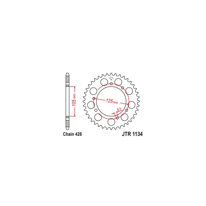 Must-Have Řetězová rozeta JT JTR 1134-50ZBK 50 zubů, 428 Černý zinek