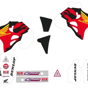 TECNOSEL (BLACKBIRD) sada samolepek (dýhy) + potah sedla HONDA CR 125 95-97, CR 250 95-96 REPLICA TEAM HONDA 95 USA Horká Nabídka