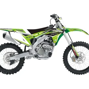 Zlevněný BLACKBIRD sada samolepek (dýhy) + potah sedla KAWASAKI KXF 250 17-20 DREAM 4 barva zelená černá