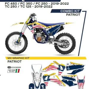 UFO sada samolepek (dýhy) HUSQVARNA TC 125/250 19-22; FC 250/350/450 19-22 PATRIOT barva (bílá/světle modrý) - Nakupujte Hned