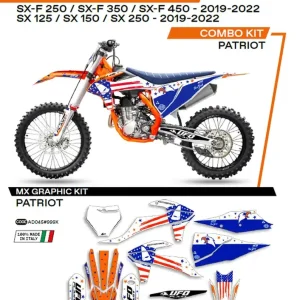 UFO sada samolepek (dýhy) KTM SX/SXF 125/150/250/350/450 19-22 PATRIOT barva (bílá/světle modrý) - Aktuální