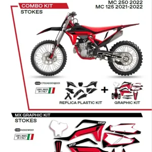 UFO kompletní sada plastů GGKIT702001 PLUS sada samolepek (dýhy) GAS GAS MC 125 21-22; MC 250 22; MCF 250/350/450 21-22 v sadě přední tabulka (GG07130) a kryty tlumičů (GG07131) STOKES barva černá - Odeslání Ihned
