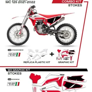 Nízká Cena UFO kompletní sada plastů GGKIT702041 PLUS sada samolepek (dýhy) GAS GAS MC 125 21-22; MC 250 22; MCF 250/350/450 21-22 v sadě přední tabulka (GG07130) a kryty tlumičů (GG07131) STOKES barva bílá -