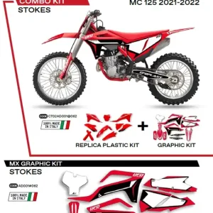 Velkoobchod UFO kompletní sada plastů GGKIT702062 PLUS sada samolepek (dýhy) GAS GAS MC 125 21-22; MC 250 22; MCF 250/350/450 21-22 v sadě přední tabulka (GG07130) a kryty tlumičů (GG07131) STOKES barva červená -