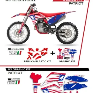 UFO kompletní sada plastů GGKIT702062 PLUS sada samolepek (dýhy) GAS GAS MC 125 21-22; MC 250 22; MCF 250/350/450 21-22 v sadě přední tabulka (GG07130) a kryty tlumičů (GG07131) PATRIOT barva červená - Cenová Bomba