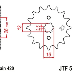 JT řetězové kolo přední 415 15 SUZUKI TS 50, YAMAHA DT 50MX (41515JT) (řetěz 420) Cenový Hit