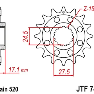 JT řetězové kolo přední 2250 14 DUCATI 899 PANIGALE 14-15, 959 PANIGALE 16-19, (1199 PANIGALE 12-17 konverze na řetěz 520) (225014JT) (řetěz 520) Sleva