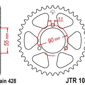 JT rozeta 4612 46 RIEJU 125 RS2 NAKED/MATRIX/PRO 06-10(461246JT) (řetěz428) Víkendová Akce