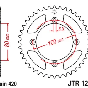 JT rozeta 238 51 HONDA CRF 70 04-12; CRF 110 13-21, XR 70/80 97-03, CR 50/80 82-84 (23851JT) (řetěz420) Cenově Výhodný