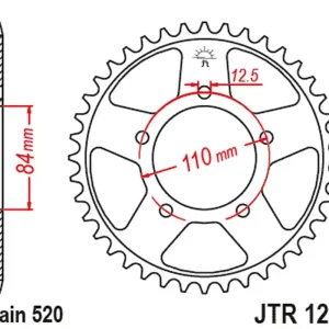 JT rozeta 4734 41 HONDA CB 500X 18-23, CB500F 22-23, CBR 500R 22-23 (řetěz520) (473441JT) Značkový