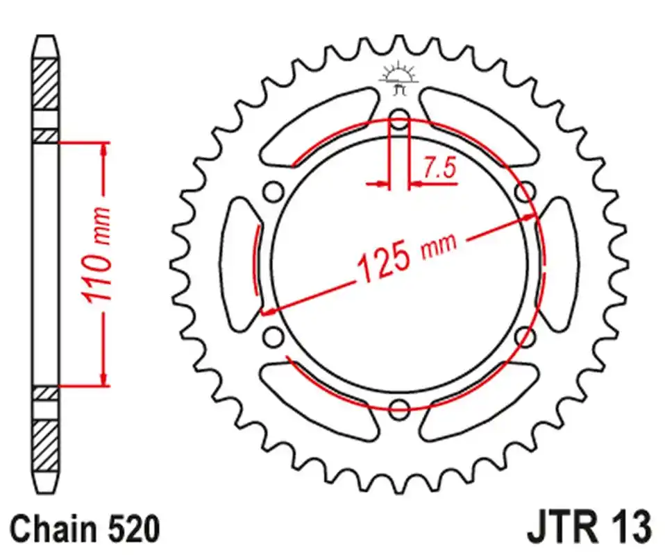 Expresní Doručení JT rozeta 1514 41 CAGIVA 125 FRECCIA 88-89, BLUES 87-95 (151441JT) (řetěz 520)