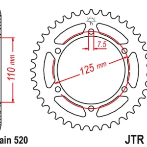 Aktuální JT rozeta 4357 44 HONDA CBR 600F 99-00 (PC35 (+1) (435744JT) (řetěz 525)