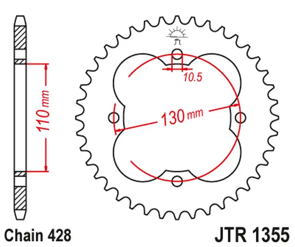 JT rozeta 4355 50 HONDA TRX 90 93-19, TRX 125 87-88 (435550JT) (řetěz428) Akce