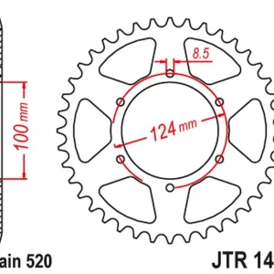 JT rozeta 4466 37 KAWASAKI KXT 250 B1/B2 86-87 (446637JT) (řetěz520) Nejprodávanější