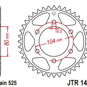 Originální JT rozeta 4359 42 KAWASAKI ZX750R, NINJA, KLZ VERSYS (12-) (435942JT) (řetěz 525) (černá)