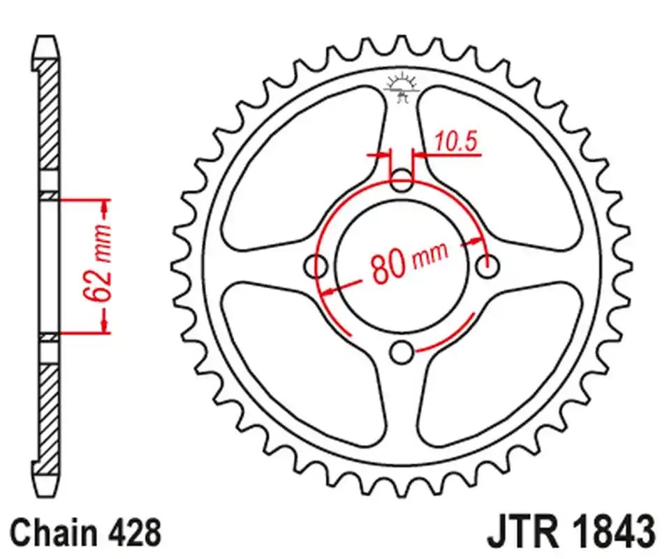 JT rozeta 843 54 YAMAHA TT-R 125 02-21 (84354JT) (řetěz428) Časově Omezené