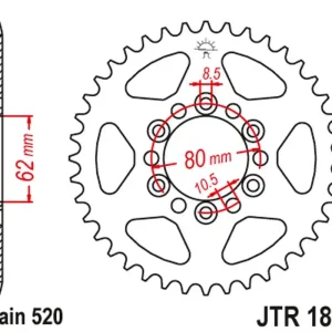 JT rozeta 4324 37 YAMAHA TDR 125 93-99 (432437JT) (řetěz 428) Nakupujte Hned