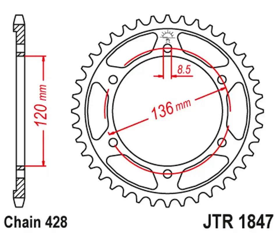 Výhodná Nabídka JT rozeta 4324 46 YAMAHA TDR 125 93-99 (432446JT) (řetěz 428)